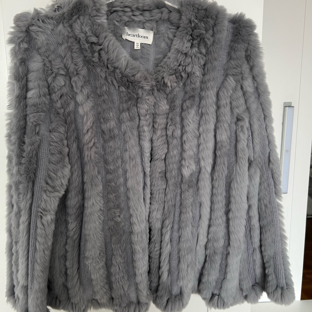Heartloom Gray Plush Faux Fur Teddy Jacket - Picture 3 of 8